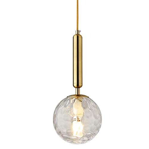 Hobaca E14 Luz ondulada Vaso Moderno Oro nórdico Iluminación colgante Decoración del hogar Lámpara de bola de cristal Iluminación de techo para Sala Comedor Iluminación de isla de cocina