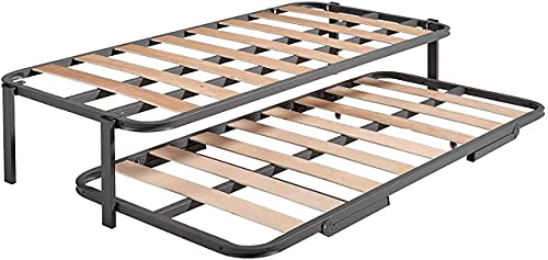 HOGAR24 ES.es-Cama Nido Estructura Reforzada Doble Barra Superior (4 Patas) + 2 Flexitex + 2 Almohadas de Fibra, 80x190cm