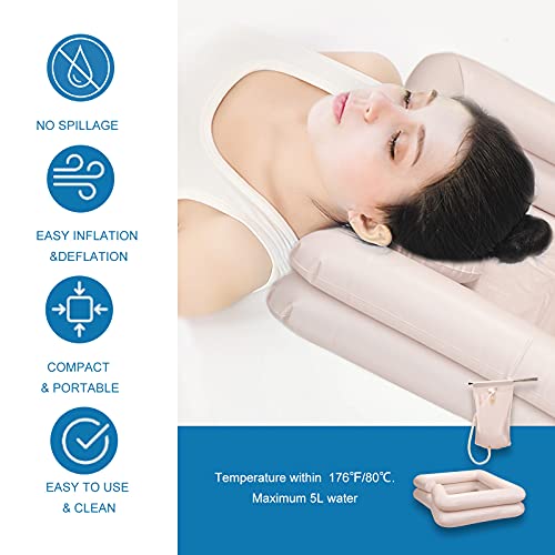 HOLULO Champú Hinchable con Bomba de Aire, Lavabo Inflable para la Cabeza para Lavar el Cabello en la Cama, Lavacabezas Hinchable para Lavabo para Personas Heridas, Postradas en Cama, Discapacitadas