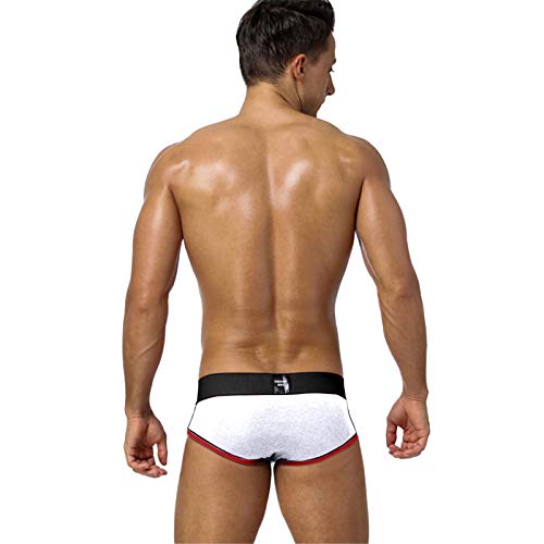 Hombres Calzoncillos De algodón de Color sólido Calzoncillo Transpirables y Cómodos Tangas para Hombre Slips Ropa Interior Calzoncillos Bóxer Thong Deportivo Algodón Suave Deporte(Blanco)