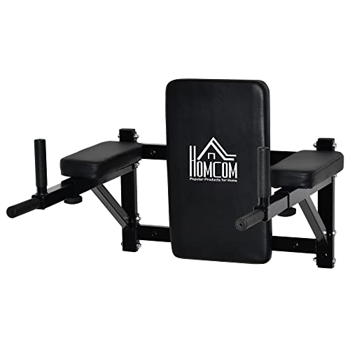 HOMCOM Barra de Musculación para Pared con Brazos Ajustables para Hacer Dominadas Flexiones y Crossfit en Casa 70x53-63x48 cm Negro