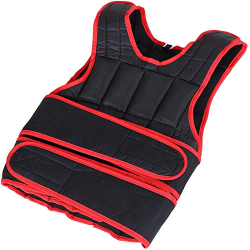 HOMCOM Chaleco Ajustable para Entrenamiento Pesos Individuales hasta 15Kg Cierres de Velcro Doble Cinturón 40x59 cm Negro y Rojo