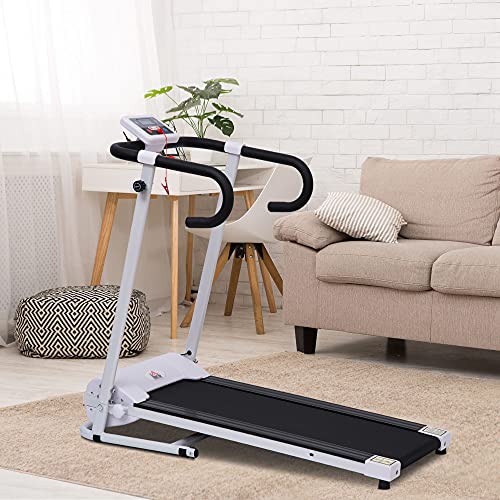 HOMCOM Cinta de Correr y Andar Plegable y Eléctrica de 500W para Fitness 1-10Km/h con Pantalla LCD y Carga Máx. 110 kg Blanco y Negro