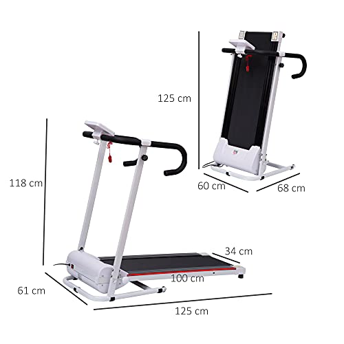 HOMCOM Cinta de Correr y Andar Plegable y Eléctrica de 500W para Fitness 1-10Km/h con Pantalla LCD y Carga Máx. 110 kg Blanco y Negro