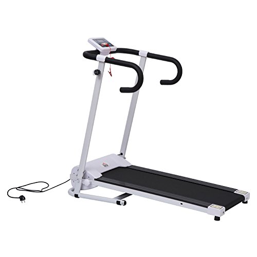 HOMCOM Cinta de Correr y Andar Plegable y Eléctrica de 500W para Fitness 1-10Km/h con Pantalla LCD y Carga Máx. 110 kg Blanco y Negro