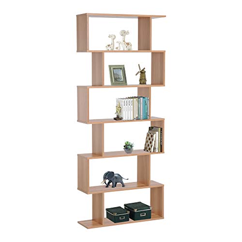 HOMCOM Estantería Librería 6 Estantes Comedor Salón Diseño Moderno Montaje de Pared 80x23x192cm Madera