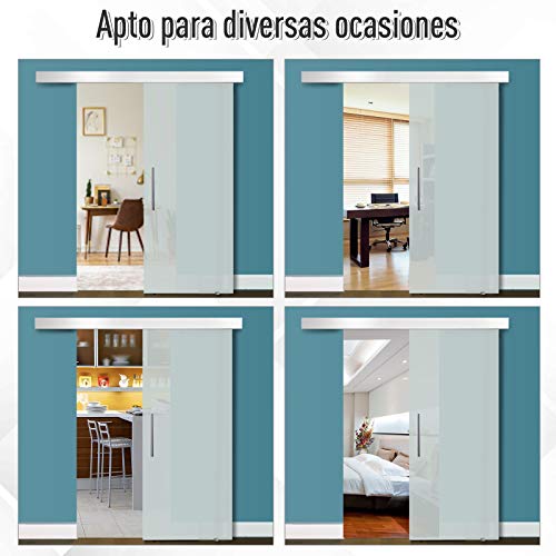 HOMCOM Puerta Corredera 102,5x205cm Puertas Correderas Satinada Deslizantes Cristal sin Obra