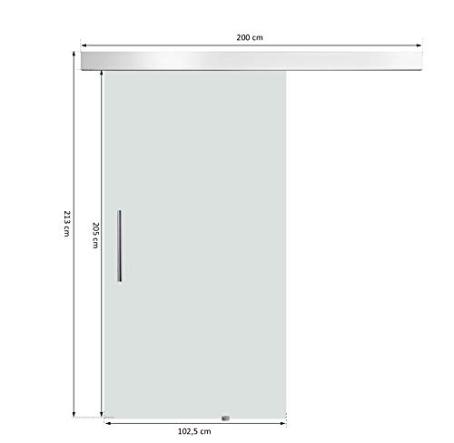 HOMCOM Puerta Corredera 102,5x205cm Puertas Correderas Satinada Deslizantes Cristal sin Obra