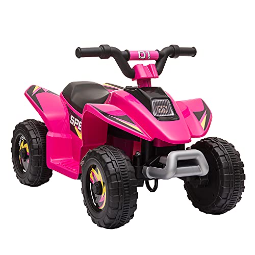 HOMCOM Quad Eléctrico para Niños de +3 Años Vehículo Eléctrico Cuatrimoto a Batería 6V con Avance y Retroceso Carga Máx. 30 kg 72x40x45,5 cm Rosa