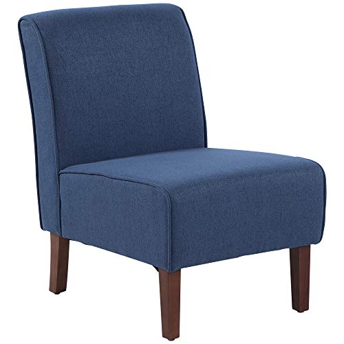 HOMCOM Sillón de Comedor Salón sin Brazos Silla Individual con Asiento Acolchado y Patas de Madera 57x76x83,5 cm Azul