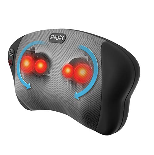 HoMedics Dual Cushion Cojín de Masaje Eléctrico Portátil – Masajeador Shiatsu Compacto con Calor Relajante para Aliviar Nudos y Contracturas en Espalda, Hombros, Cuello, Lumbares y Piernas