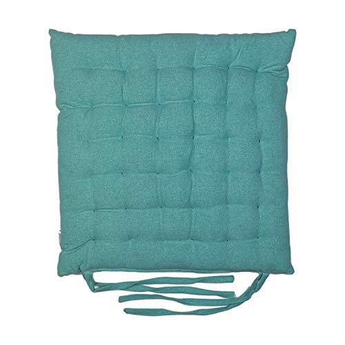 Homevibes Cojines para Sillas, Cojin para Silla con Lazos, Juego de 4 Cojines para Interior o Exterior de 100% Algodon, Medidas 40 x 40 x 5 cm Varios Diseños para Decorar Tu Hogar (Verde)