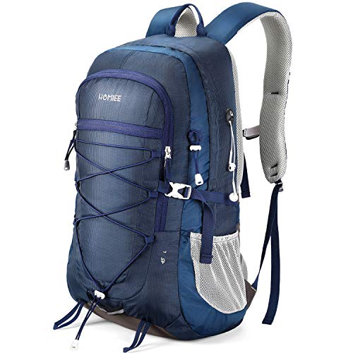 HOMIEE Mochila de Senderismo de 45L, Bolsa de Nylon para Caminatas con Bolsillo para computadora portátil, Adecuada para Caminatas, excursiones, Deportes al Aire Libre, Estilo único Impermeable(azul)