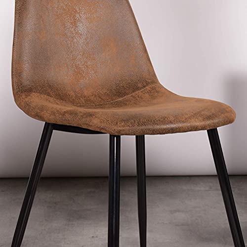 HOMYCASA Juego de 4 sillas de comedor escandinavo estilo retro industrial vintage PU sin brazos tapizados silla de comedor comedor con patas negras de metal