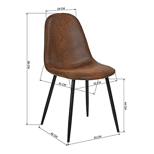 HOMYCASA Juego de 4 sillas de comedor escandinavo estilo retro industrial vintage PU sin brazos tapizados silla de comedor comedor con patas negras de metal