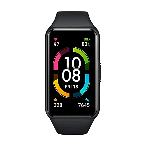 HONOR Band 6 SmartWatch Hombre Mujer, Pulsera Inteligente de Actividad, 1.47" Pantalla AMOLED, Monitor de Actividad, Monitor de Frecuencia Cardíaca, Detección de Oxígeno en Sangre, Negro