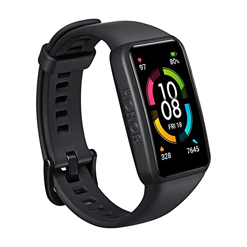 HONOR Band 6 SmartWatch Hombre Mujer, Pulsera Inteligente de Actividad, 1.47" Pantalla AMOLED, Monitor de Actividad, Monitor de Frecuencia Cardíaca, Detección de Oxígeno en Sangre, Negro