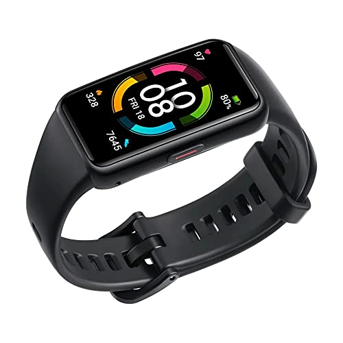 HONOR Band 6 SmartWatch Hombre Mujer, Pulsera Inteligente de Actividad, 1.47" Pantalla AMOLED, Monitor de Actividad, Monitor de Frecuencia Cardíaca, Detección de Oxígeno en Sangre, Negro