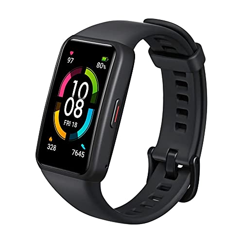 HONOR Band 6 SmartWatch Hombre Mujer, Pulsera Inteligente de Actividad, 1.47" Pantalla AMOLED, Monitor de Actividad, Monitor de Frecuencia Cardíaca, Detección de Oxígeno en Sangre, Negro