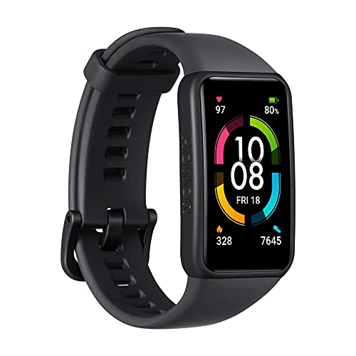 HONOR Band 6 SmartWatch Hombre Mujer, Pulsera Inteligente de Actividad, 1.47" Pantalla AMOLED, Monitor de Actividad, Monitor de Frecuencia Cardíaca, Detección de Oxígeno en Sangre, Negro