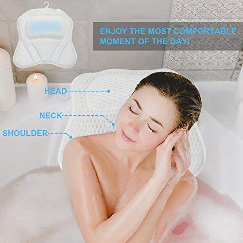 Hossejoy Almohada cervical de lujo para bañera, cojín cervical óptimo, cojín para el cuello, almohada para la bañera – cómoda almohada de baño, color blanco