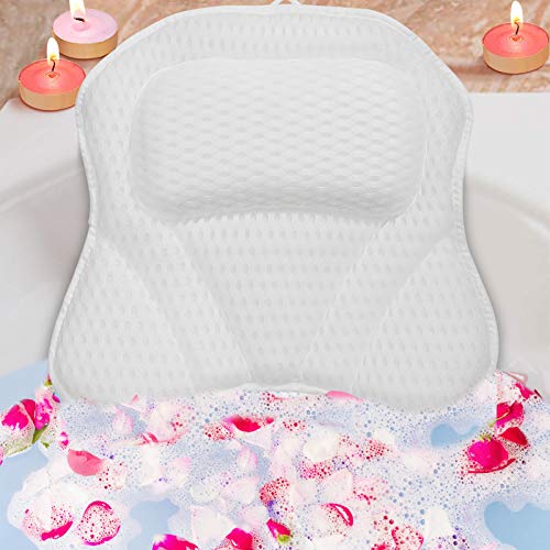 Hossejoy Almohada cervical de lujo para bañera, cojín cervical óptimo, cojín para el cuello, almohada para la bañera – cómoda almohada de baño, color blanco