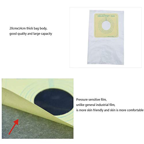 HSDCK Ostomía Bolsas de colostomía, en una ocasión Bolsa de ostomía de una Pieza Sistema estoma Drenable Recorte para Encajar Cierre Bolsas de colostomía Corte a-Fit 35mm-60mm 100 Piezas