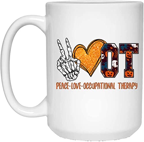 HTOUR Terapia Ocupacional Taza de café de Halloween para Terapeuta Ocupacional Idea de Regalo Taza de café Taza de cerámica, 15 oz