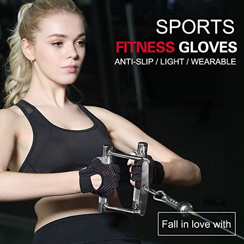 Hually Guantes Gimnasio para Hombre y Mujer, Gym Guantes Transpirable con Protección Completa de Muñeca y Palma, Antideslizante Guantes Crossfit para Levantamiento de Pesas, Musculación, Fitness(L)