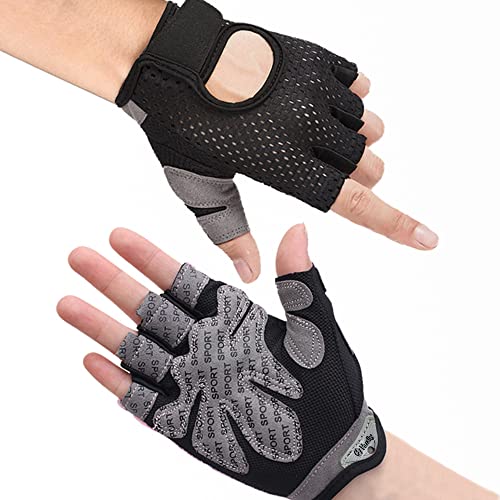 Hually Guantes Gimnasio para Hombre y Mujer, Gym Guantes Transpirable con Protección Completa de Muñeca y Palma, Antideslizante Guantes Crossfit para Levantamiento de Pesas, Musculación, Fitness(L)