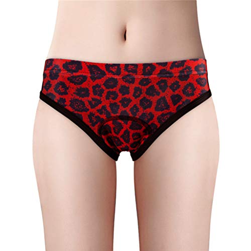 Hunpta - Pantalones cortos de ciclismo para mujer, con acolchado en el asiento, estampado de leopardo y hojas, transpirables, de secado rápido, para mujer