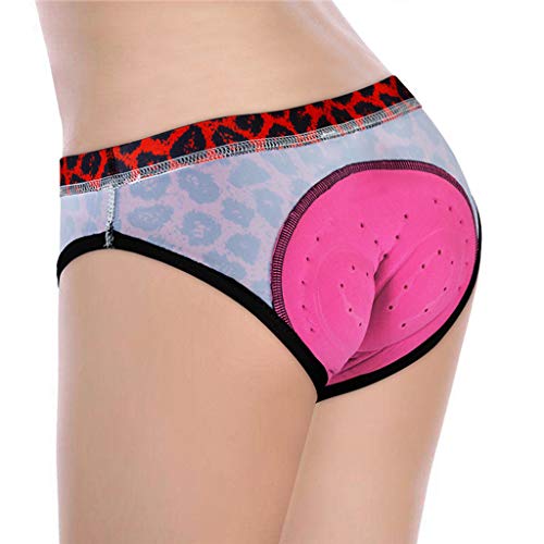 Hunpta - Pantalones cortos de ciclismo para mujer, con acolchado en el asiento, estampado de leopardo y hojas, transpirables, de secado rápido, para mujer