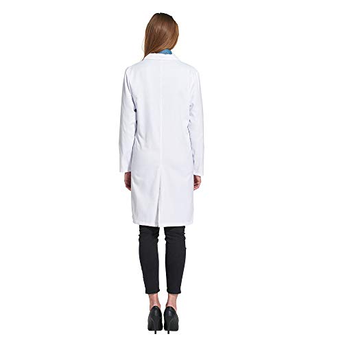 Icertag Bata de Laboratorio, médico Abrigo Abrigo de Mujer, Abrigo Blanco para Damas, Adecuado para Estudiantes de la Escuela Laboratorio de Ciencia Enfermera Cosplay Vestido de algodóns (X-Large)