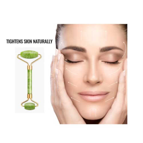 IEMY® Gua Sha Rodillo Jade Set de Masaje Facial, Masajeador Anti Arrugas, Reducción de Ojeras, Arruga para Cara, Ojo, Cuello, Desinflama, Anti Envejecimiento, rejuvenece La Piel Belleza, verde