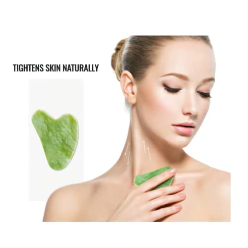 IEMY® Gua Sha Rodillo Jade Set de Masaje Facial, Masajeador Anti Arrugas, Reducción de Ojeras, Arruga para Cara, Ojo, Cuello, Desinflama, Anti Envejecimiento, rejuvenece La Piel Belleza, verde