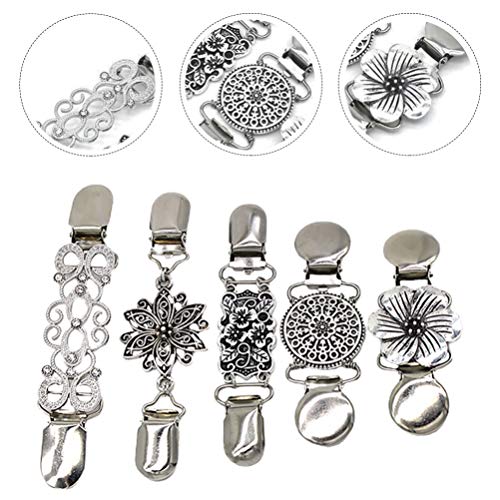 ifundom 5 Piezas Clips de Camisas Vintage Clips de Cárdigan Suéter Clip de Cuello Ropa Clip de Pico de Pato para Mujeres Niñas Boda Día de San Valentín (Plata)