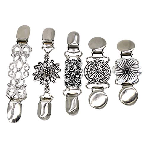 ifundom 5 Piezas Clips de Camisas Vintage Clips de Cárdigan Suéter Clip de Cuello Ropa Clip de Pico de Pato para Mujeres Niñas Boda Día de San Valentín (Plata)