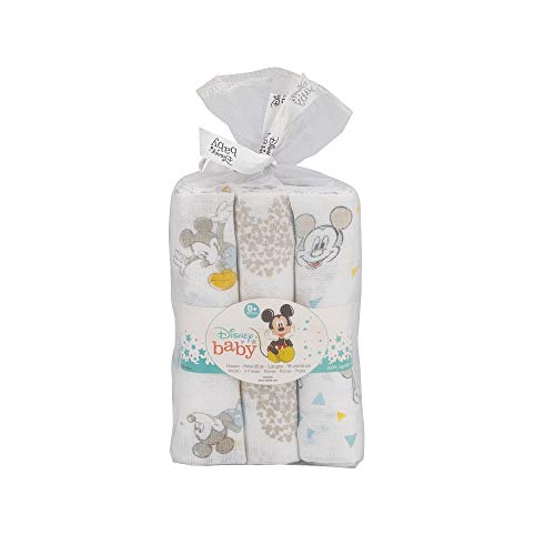 Interbaby Mk018 - Pack 3 Gasas Disney Mickey Mouse Color Blanco Y Azul 0.1 Kg