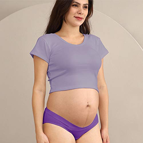 Intimate Portal Mujer Braguitas de Bikini Premamá Debajo la Barriga Bragas Postparto Algodón PK de 6 Negro M