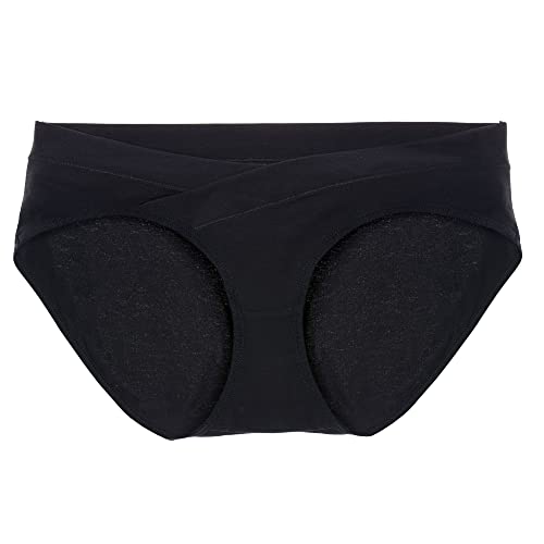 Intimate Portal Mujer Braguitas de Bikini Premamá Debajo la Barriga Bragas Postparto Algodón PK de 6 Negro M