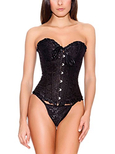 Intimax corsets lencería y moda Corset Atenea Negro Corsé, XL para Mujer