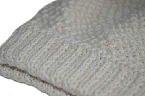 Invisible World Gorro Lana de Alpaca Bebe 100% Beanie Hat de Invierno Tejido para Esqui, Caminatas y la Nieve para Mujer - Punto Arroz White