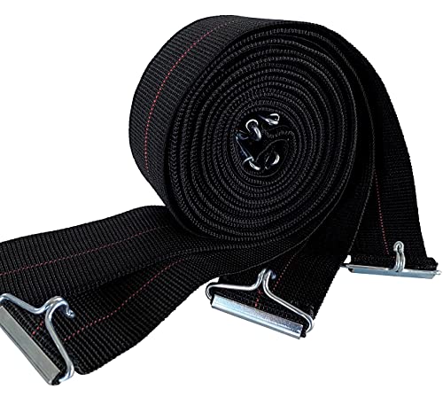 IPEA Correas Elásticas para Somieres de Cama de 190 a 200 cm – 4 Unidades – Cuerda Elástica con Ganchos de Hierro para Camas con Somier – Color Negro – Ancho 50 mm