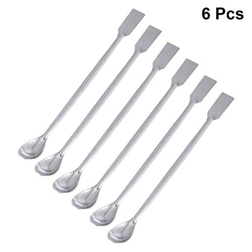 Iplusmile 6pcs 7.8"Micro Laboratorio de Acero Inoxidable cucharas Extremos Dobles espátula reactivo de muestreo Cuchara de Laboratorio Medicina Cuchara