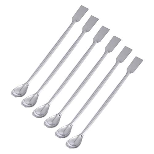 Iplusmile 6pcs 7.8"Micro Laboratorio de Acero Inoxidable cucharas Extremos Dobles espátula reactivo de muestreo Cuchara de Laboratorio Medicina Cuchara