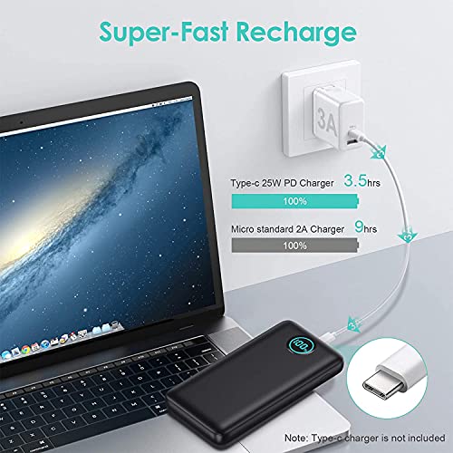 iPosible Batería Externa 30800mAh 25W PD + QC 4.0 Power Bank Carga Rapida USB C Bateria Portatil Movil Pantalla LCD y 3 Outputs para iPhone 12 Pro/12 Pro MAX, iPad, Mac, Samsung, Huawei