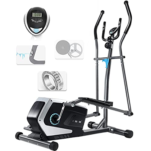 ISE Bicicleta Elíptica Profesional de Fitness para Casa con Sensor de Pulso,8 Niveles de Resistencia, LCD Pantalla, Ajustable Máquina Elíptica de Gimnasio Ejercicio con 8KG Volante de Inercia, SY-9801