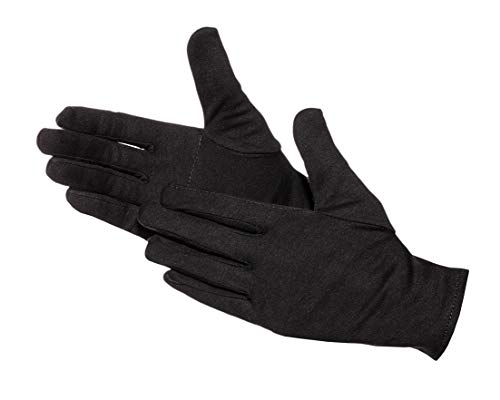 Jah 579 - Guantes de algodón (12 pares, Ökotex, reforzados), color blanco, Negro, 579-BL