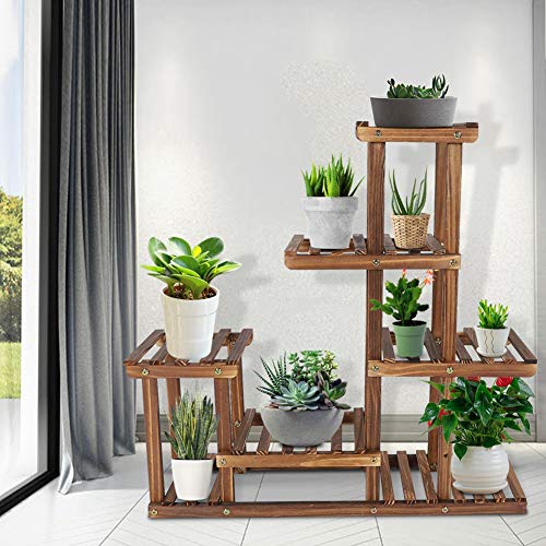 Jamitey Soporte de madera para plantas de interior y exterior, de 5 capas, para jardín, para plantas, organizador para salón, terraza, balcón, jardín