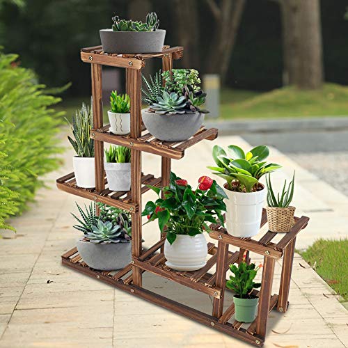 Jamitey Soporte de madera para plantas de interior y exterior, de 5 capas, para jardín, para plantas, organizador para salón, terraza, balcón, jardín